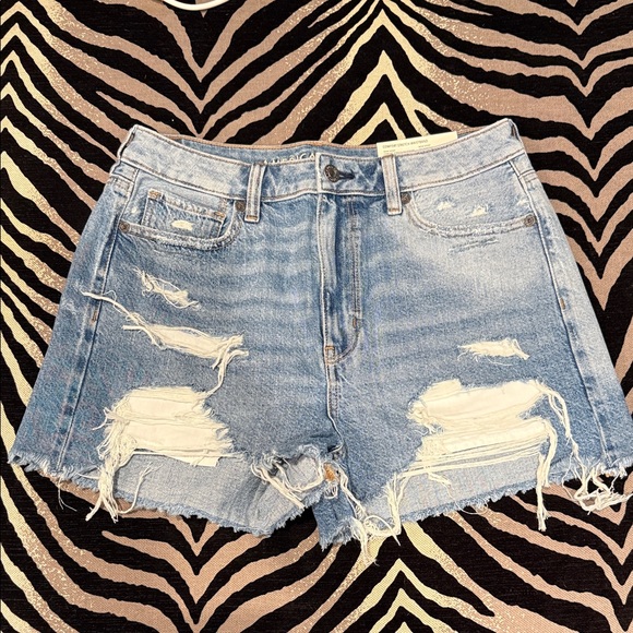 American Eagle Outfitters Pants - American Eagle Outfitters Light Blue Distressed Mom Shorts